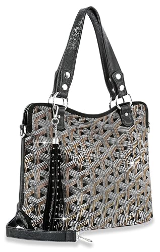 Colored Rhinestone Design Fashion Handbag | Faux Leather