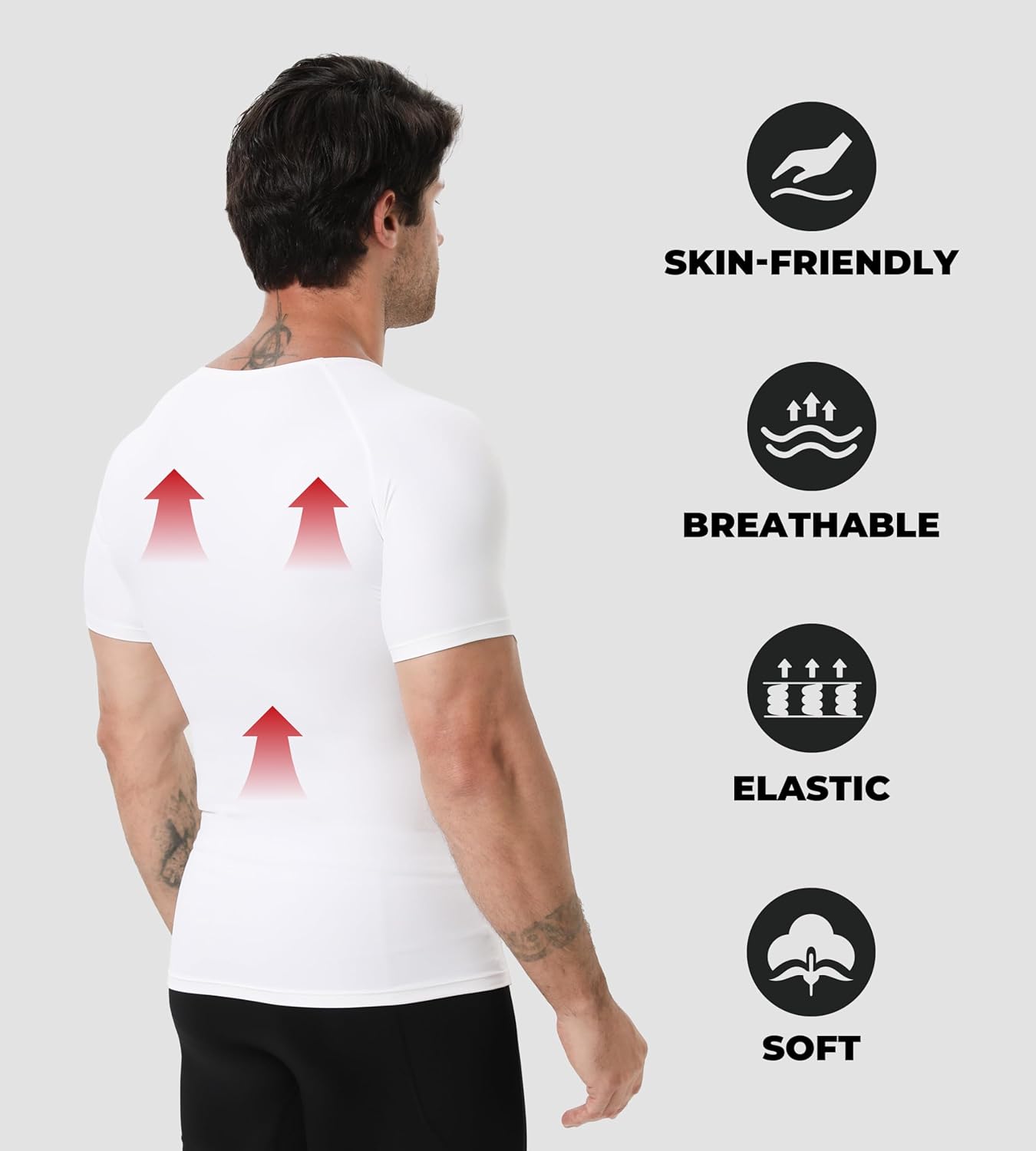 Men's Compression Shirt, V-Neck Slimming Body Shaper Short Sleeve Hide Gynecomastia Chest Underwear for Tummy Control - Image 6
