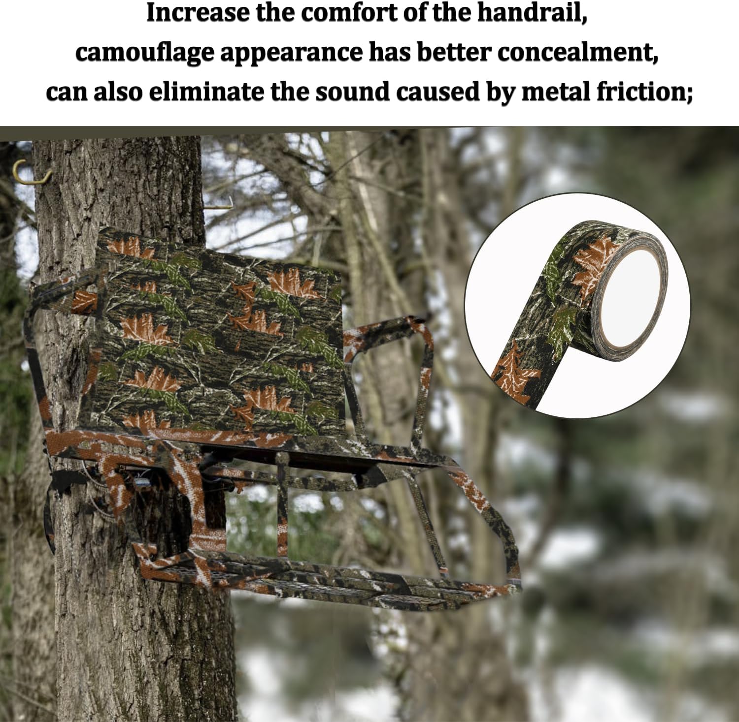 10m x 5cm Camo Silencing Tape, 1 Roll Self-Adhesive Tape Wrap Fabric Strip Stretch Bandages for Outdoor Hunting Treestand Camping Gear Accessories