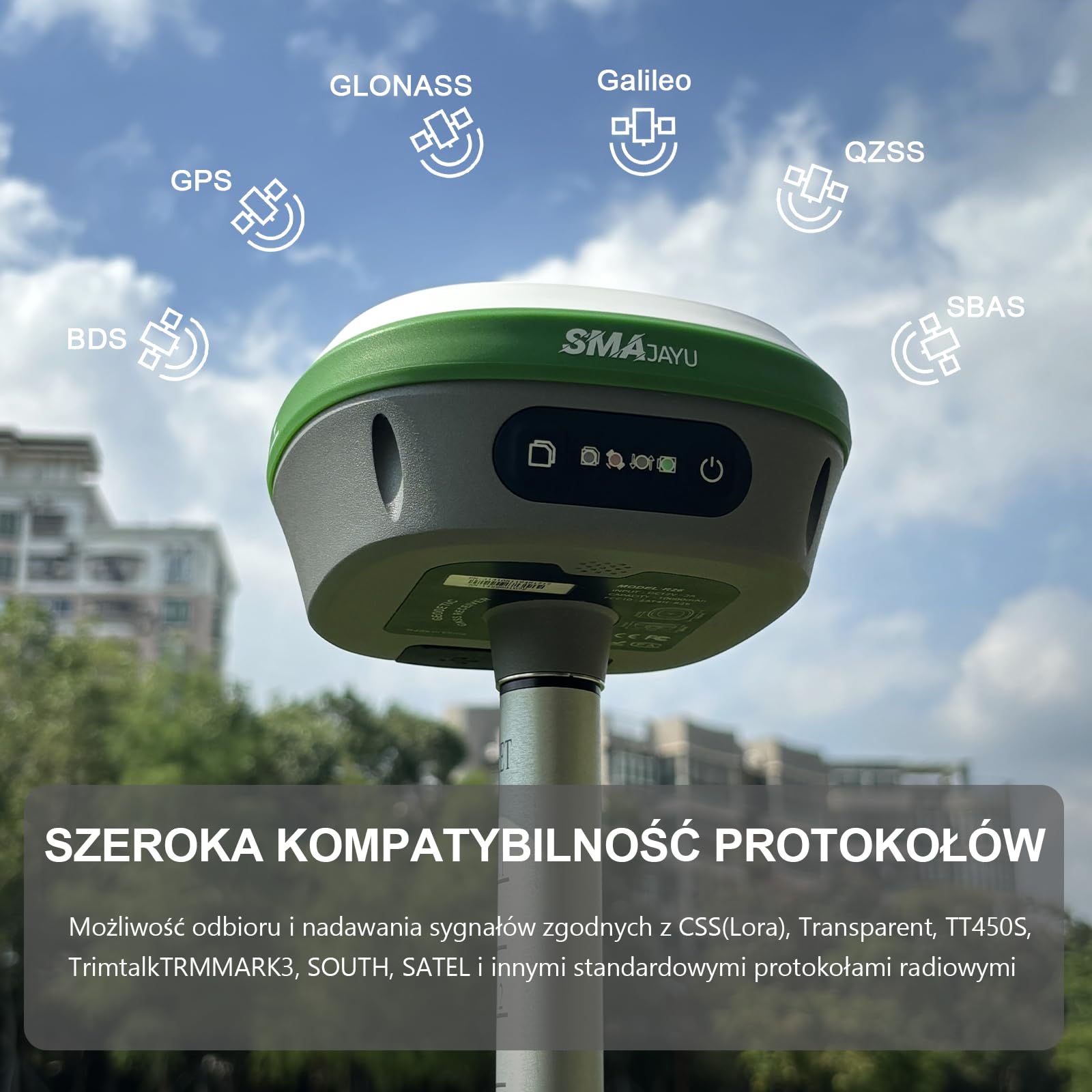 Sprzęt pomiarowy IMU RTK GPS z dokładnością 1 cm Odległość między SMA26 PRO RTK Rover a RTK Base wynosząca kilka kilometrów, pomiar pod kątem 0-30° (w zestawie statyw, drążek i trójnóg)