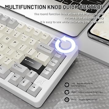 A.JAZZ FELICON x Attack Shark X86 75% Aluminum CNC Wireless Mechanical Gaming Keyboard AJ159APEX 8Khz Wireless Gaming Mouse Ultralight 56g with Magnetic Screen Charging Dock Combo Set(Starlight Wh