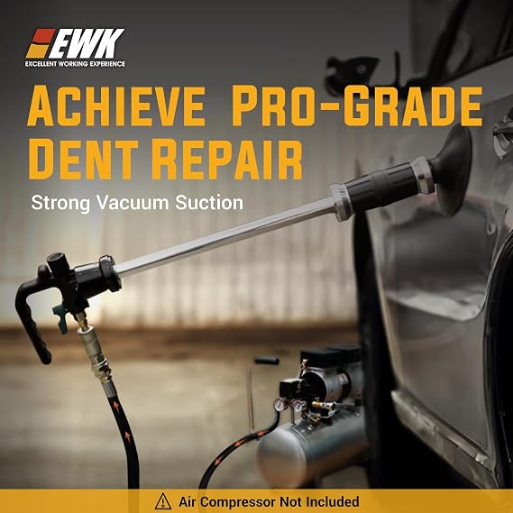 EWK Pneumatic Car Dent Puller Kit, Air Compressor Suction Cup Dent Puller with 75mm 100mm 125mm Cups, Slide Hammer Paintless Dent Removal Tool for Auto Body Repair
