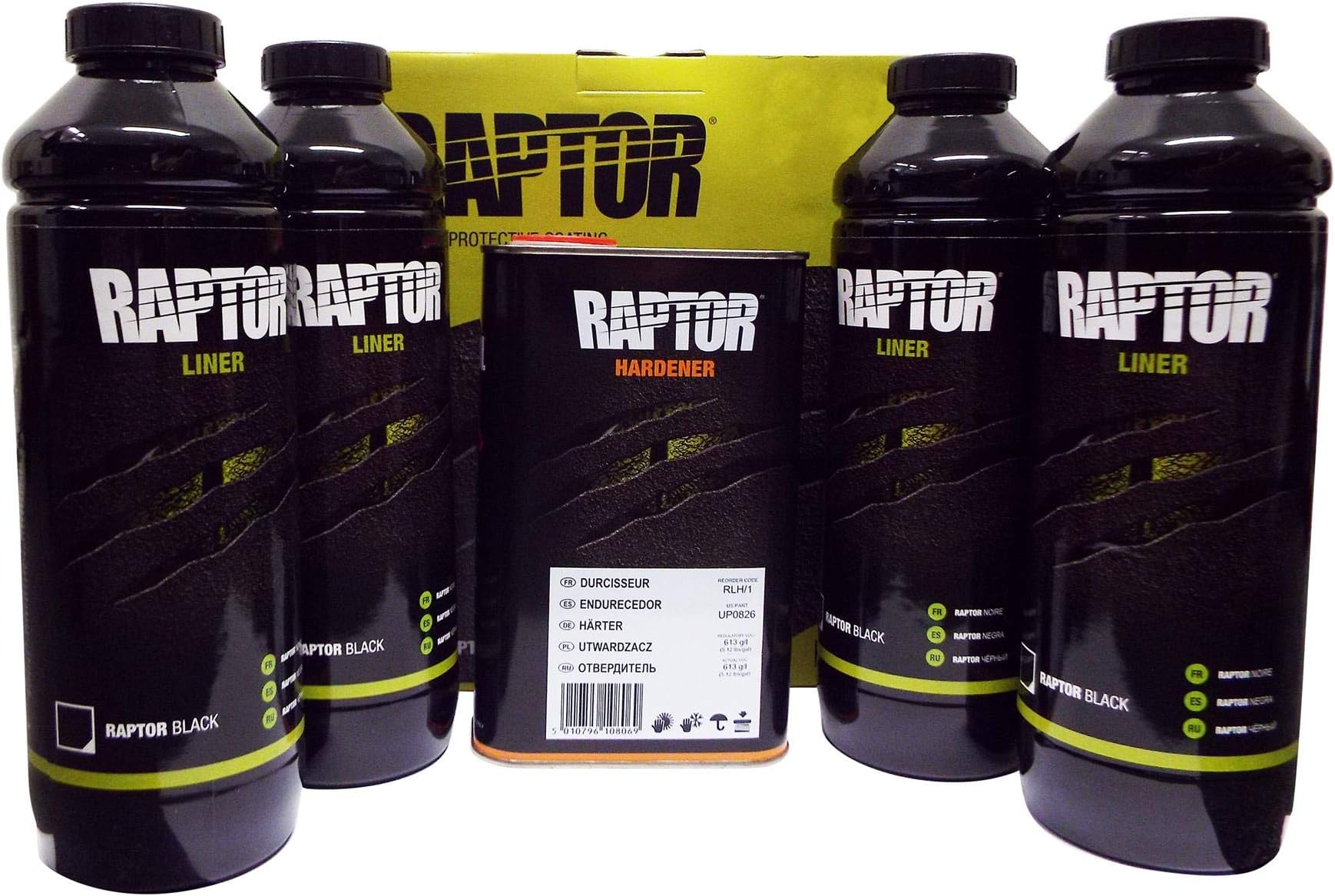 UPol Raptor Tough Urethene Coating Truck Bed Liner in Black - Trailers - Boats 2Pack Protects Against Rust/Corrosion/Salt/Damp/Extreme Temperatures Restores to an Even/Prestine Finish