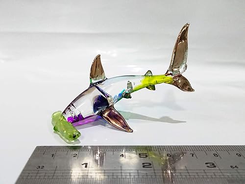 Miniatura 2 de Figuras en miniatura de tiburón martillo animales marinos pintados a mano arte de vidrio soplado adorno dorado regalo coleccionable decorar