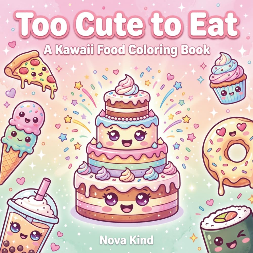 Too Cute to Eat: A Kawaii Food Coloring Book: Cute Kawaii Food Coloring Book for Tweens & Kids | Adorable Snacks, Desserts & Fun Coloring Pages
