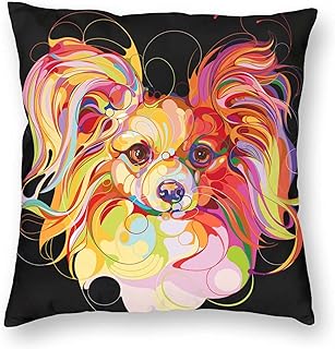 gaeruite Funny Dogs Papillon Throw Pillow Covers Animals Pillowcase Comfortable Touch Velvet Cloth Throw Pillow Suitable f...