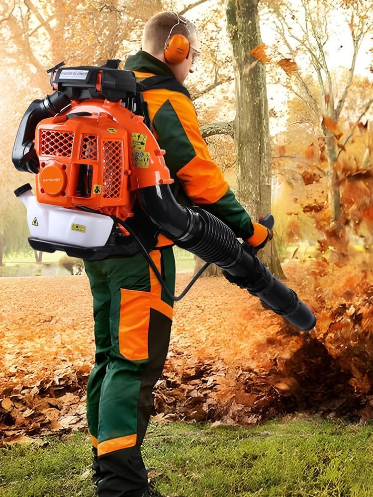 80CC Backpack Leaf Blower, 900CFM 206MPH Gas Blower Back Pack Leafs Blowers Gas Leaf & Snow Blowers for Lawn, Garden & Commercial Use Orange
