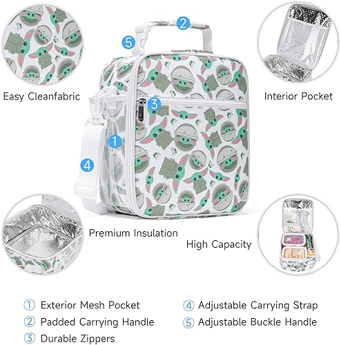 Miniatura 4 de Bolsa de almuerzo aislada para hombres o mujeres, bolsa de almuerzo reutilizable con cinturón de hombro ajustable, bonita lonchera portátil bolsa