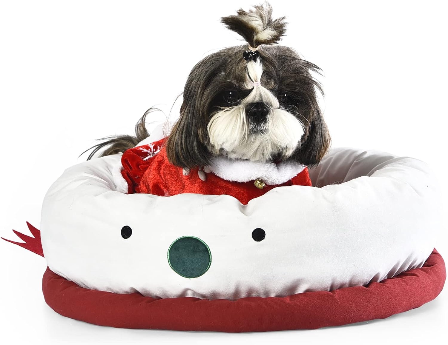 Yokee Christmas Small Dog Bed for Small Dogs - Cute and Cozy Dog Cat Bed, Round Cat Beds for Indoor Cats, Anti-Anxiety Washable Pet Bed…