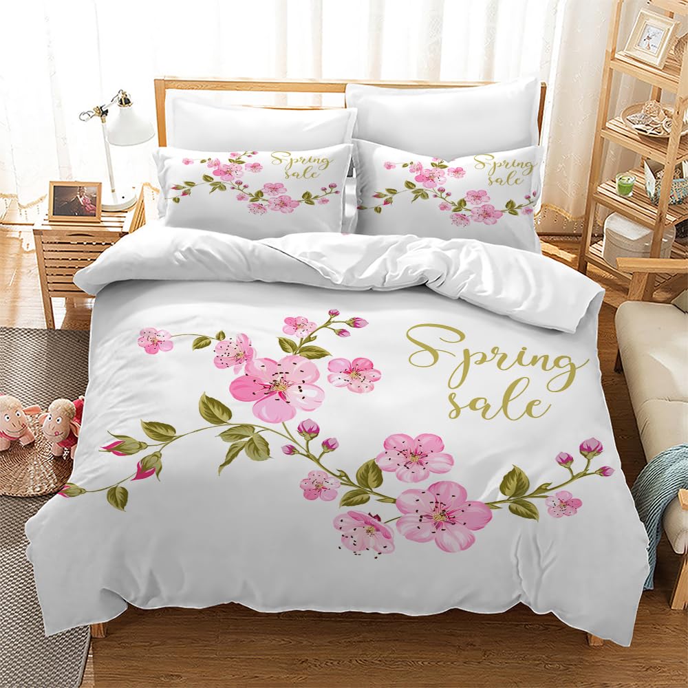 Copriletto Matrimoniale Estivo Fiori Copripiumino Matrimoniale In Morbida Microfibra Copriletto Matrimoniale Con ​Zip Invisibile,Set Copripiumino Matrimoniale,2 Federe 50 X 75 Cm (260X240Cm)