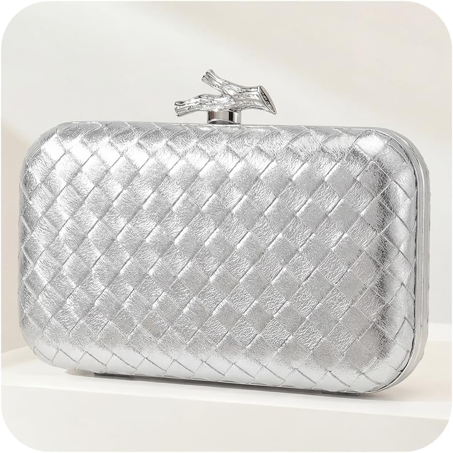 CHUNLI Clutch Purses for Women Evening/Wedding Chic Woven Bag Formal PU Leather Purse Designer Handbags for Women