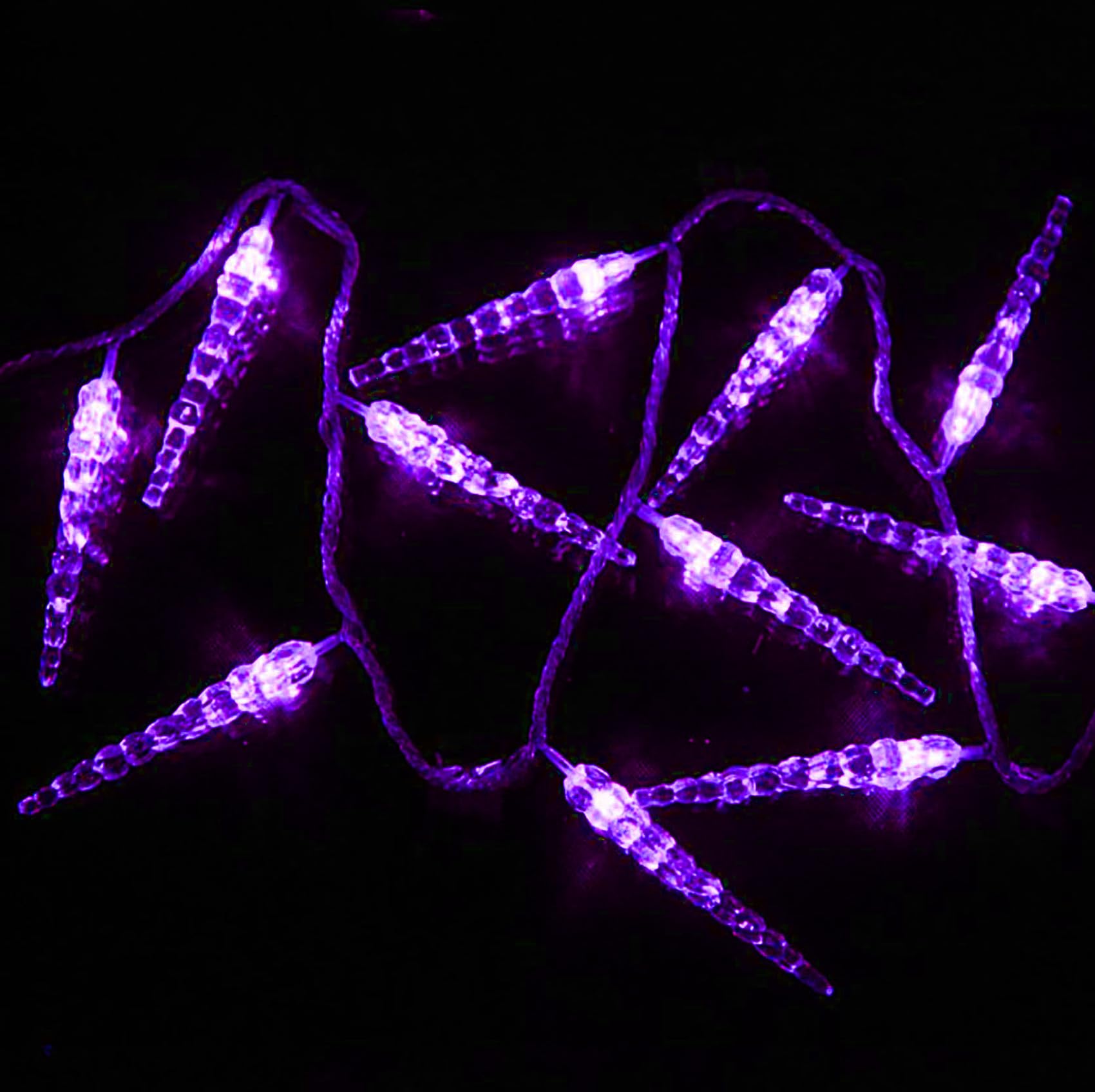 Guirlande lumineuse stalactite d'extérieur, alimentation USB, télécommande, connexion USB, 10 m/80 LED, rideau lumineux féérique en acrylique cristal (violet)