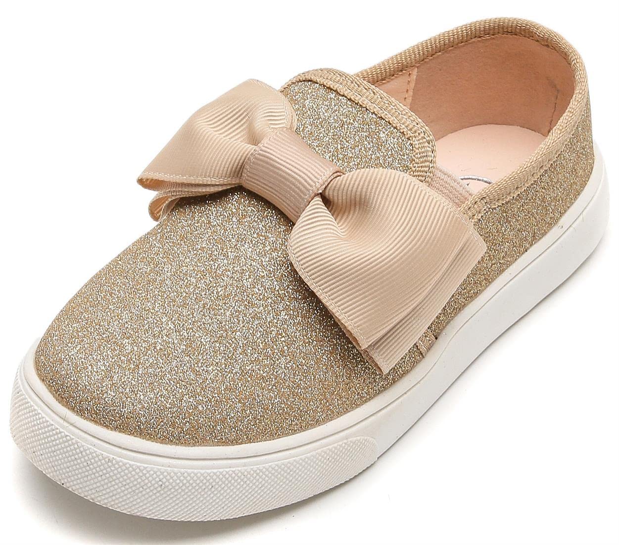 PPXID Mädchen Loafers Bequem Sneaker Glitzer Mary Jane Halbschuhe