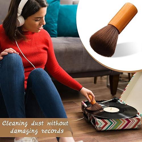 Vista 17 de 3 piezas de cepillo de limpieza de discos de vinilo de madera, antiestático, kit de limpiador de vinilo, accesorios de jugador, regalo para amantes