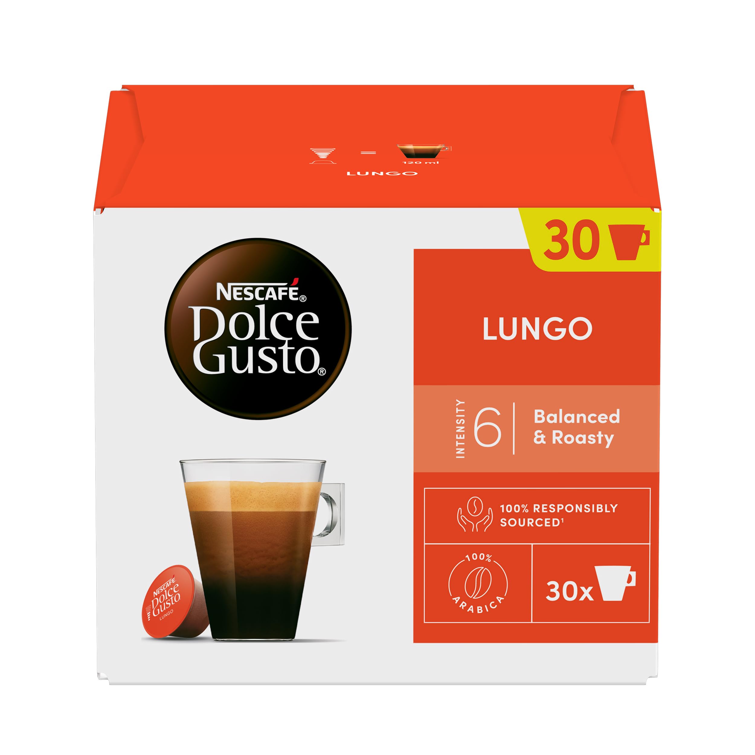 NESCAFÉ DOLCE GUSTO Nescafé Dolce Gusto Caffè Lungo - Set 3 Contenitori Caffè, 3 x 30 Capsule