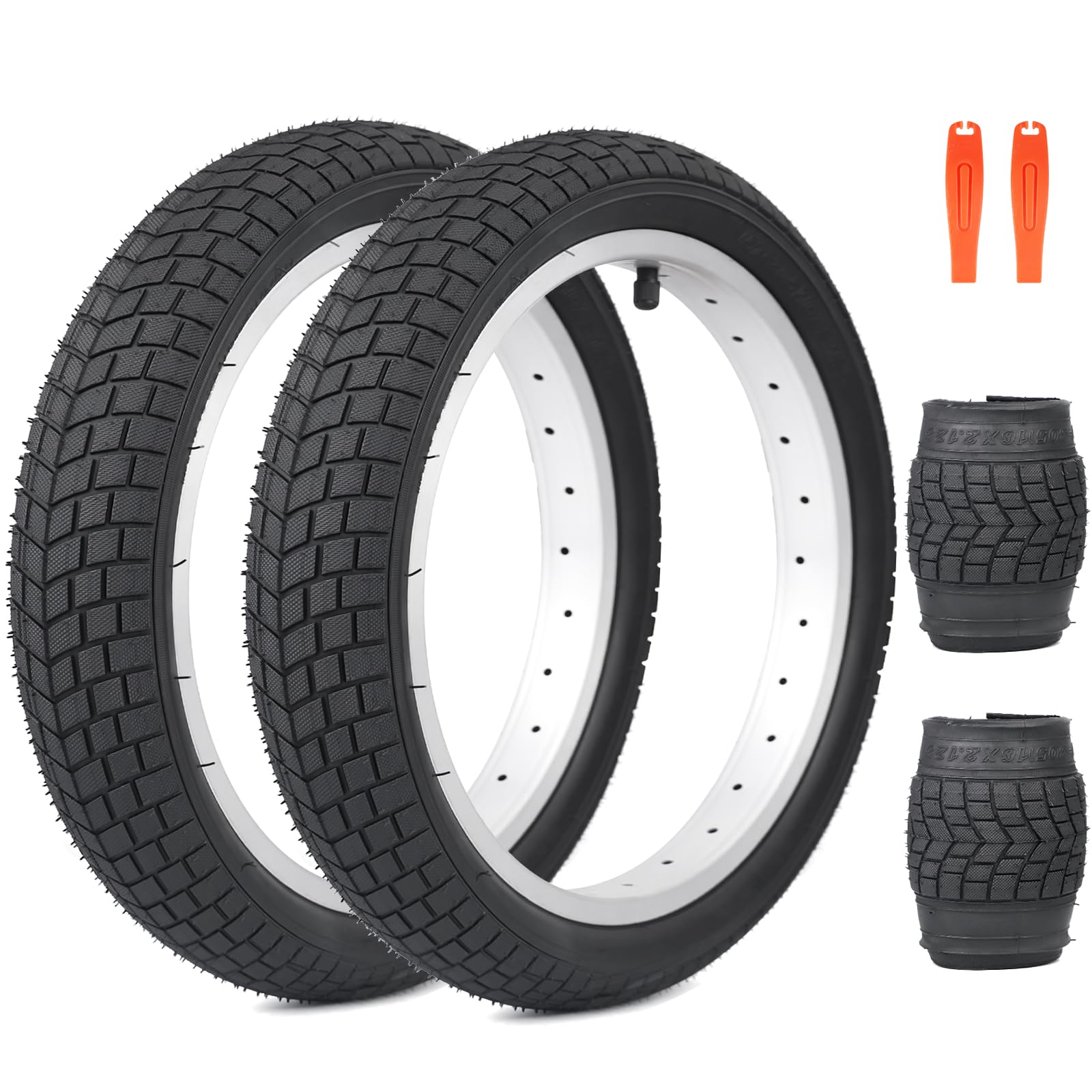 ZUKKA Pack of 2 Foldable 14 Inch Children's Bicycle Tyres 14 x 2.125 Coat 57-254 Compatible Road Bikes City Bikes BMX, MTB Mountain Bike, Children's Bicycle, Tricycle, Crusier Bicycle