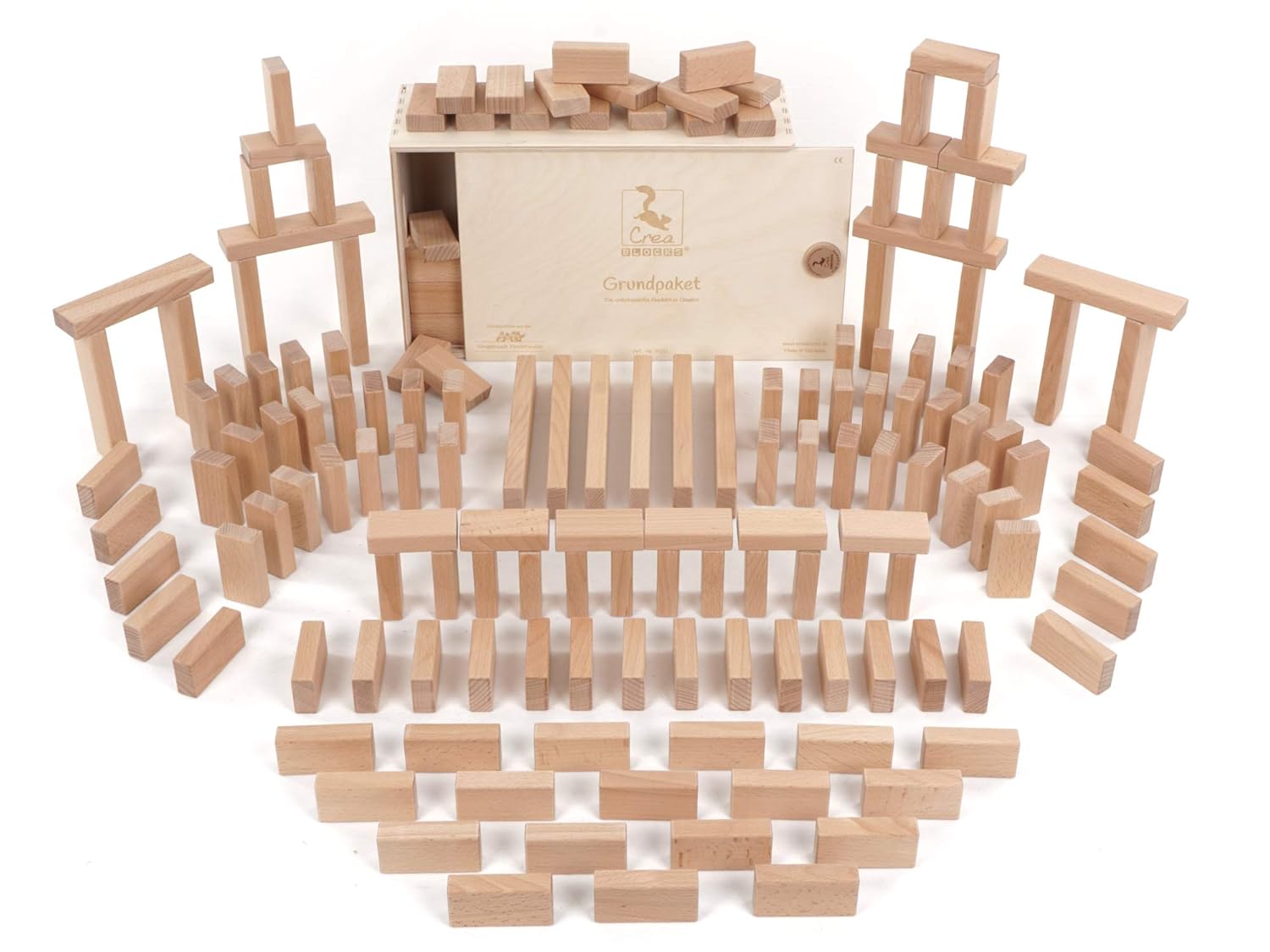 Wooden Blocks Basic Package (156 Natural Wooden Building Blocks ...