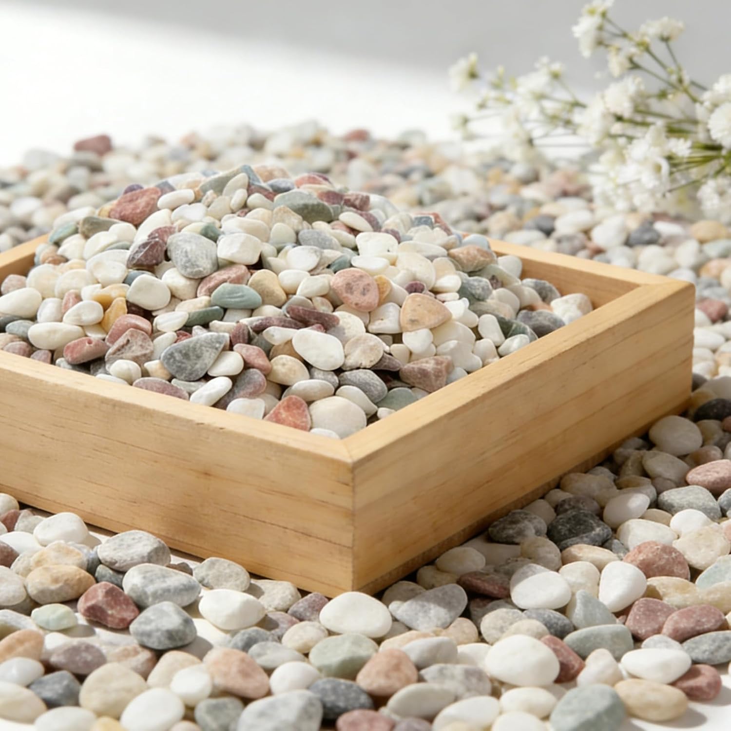 3/8 Inch Polished Decorative Pebbles, River Rocks for Indoor Plants, Succulents, Planters, Vases, Fish Tank, Aquarium Gravel & Landscaping, Mixed Color, 12LB