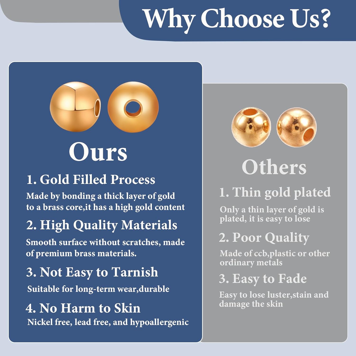 300pcs 14K Gold Filled Beads for Bracelets 3mm Round Smooth Spacer Mini Seamless Brass Beads for DIY Crafts Jewelry Making - Image 4