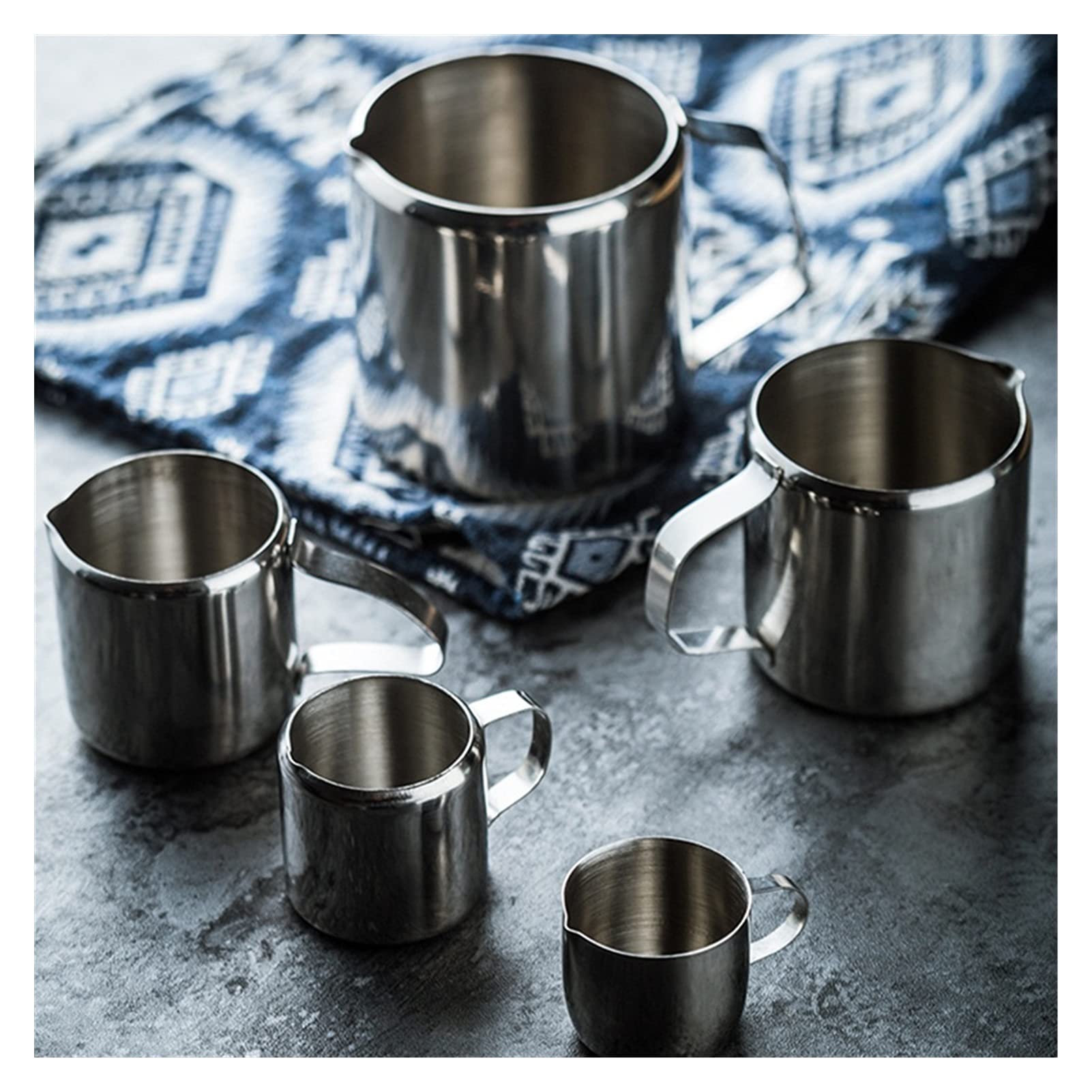 Pichet à vapeur en acier inoxydable 60/90/150/240 ml - Pichet à mousse de lait - Pour café au lait, cappuccino latte - Argent (90 ml) - Pichet à mousse de lait - 60/90/150/24