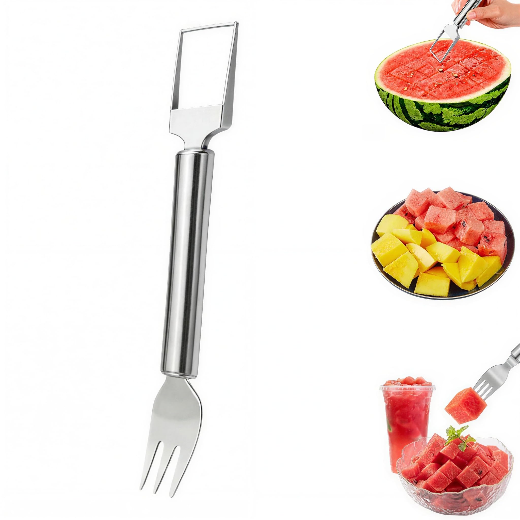 2-in-1 Stainless Steel Watermelon Slicer Cutter with Fruit Fork