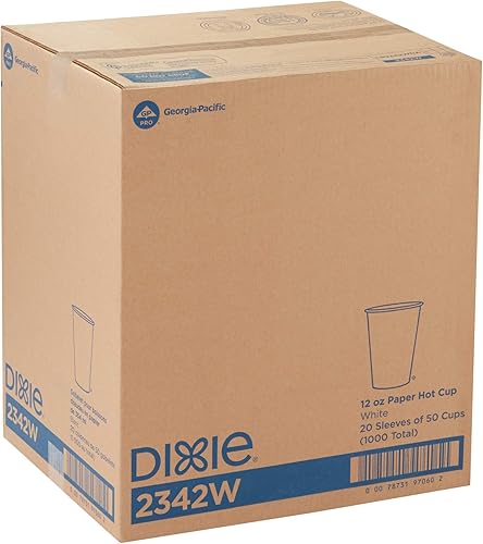 Miniatura 6 de Dixie Paper - Vaso de papel para bebidas calientes, de 8 onzas de capacidad, blanco (20 fundas de 50 unidades), 12 onza, Blanco, 1000