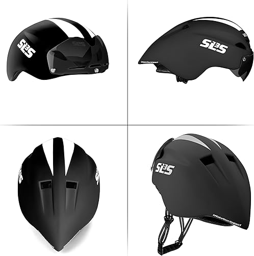 Miniatura 5 de Casco de triatlón SLS3  Aero Helmets  Casco de bicicleta Aero con visera extraíble Escudo Time Trial TT  Talla única - 21-23 Pulgadas  Diseño alemán