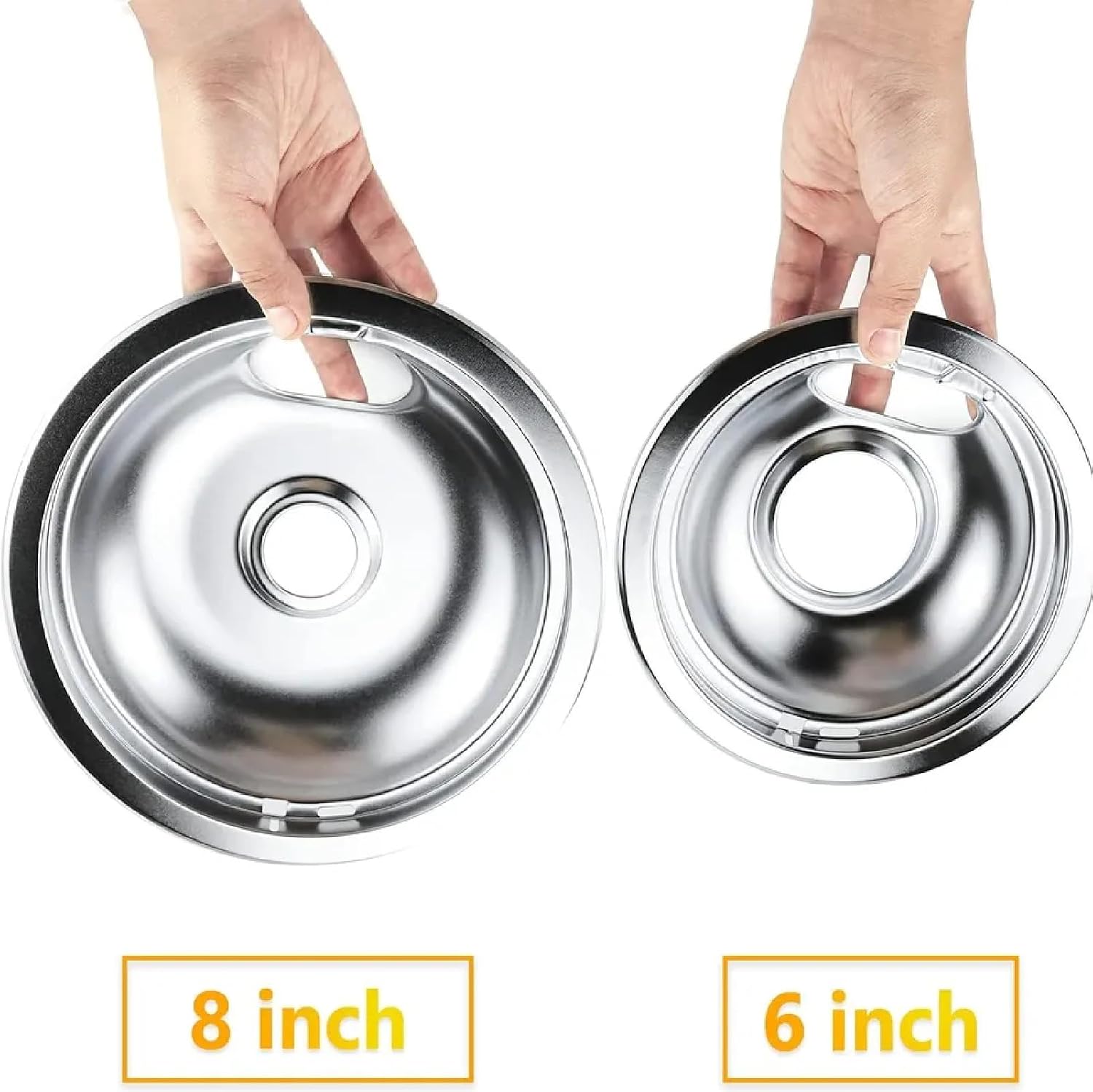 W10196405 Range 8 Inch Drip Bowl x 2 and W10196406 Range 6 Inch Drip Bowl x2