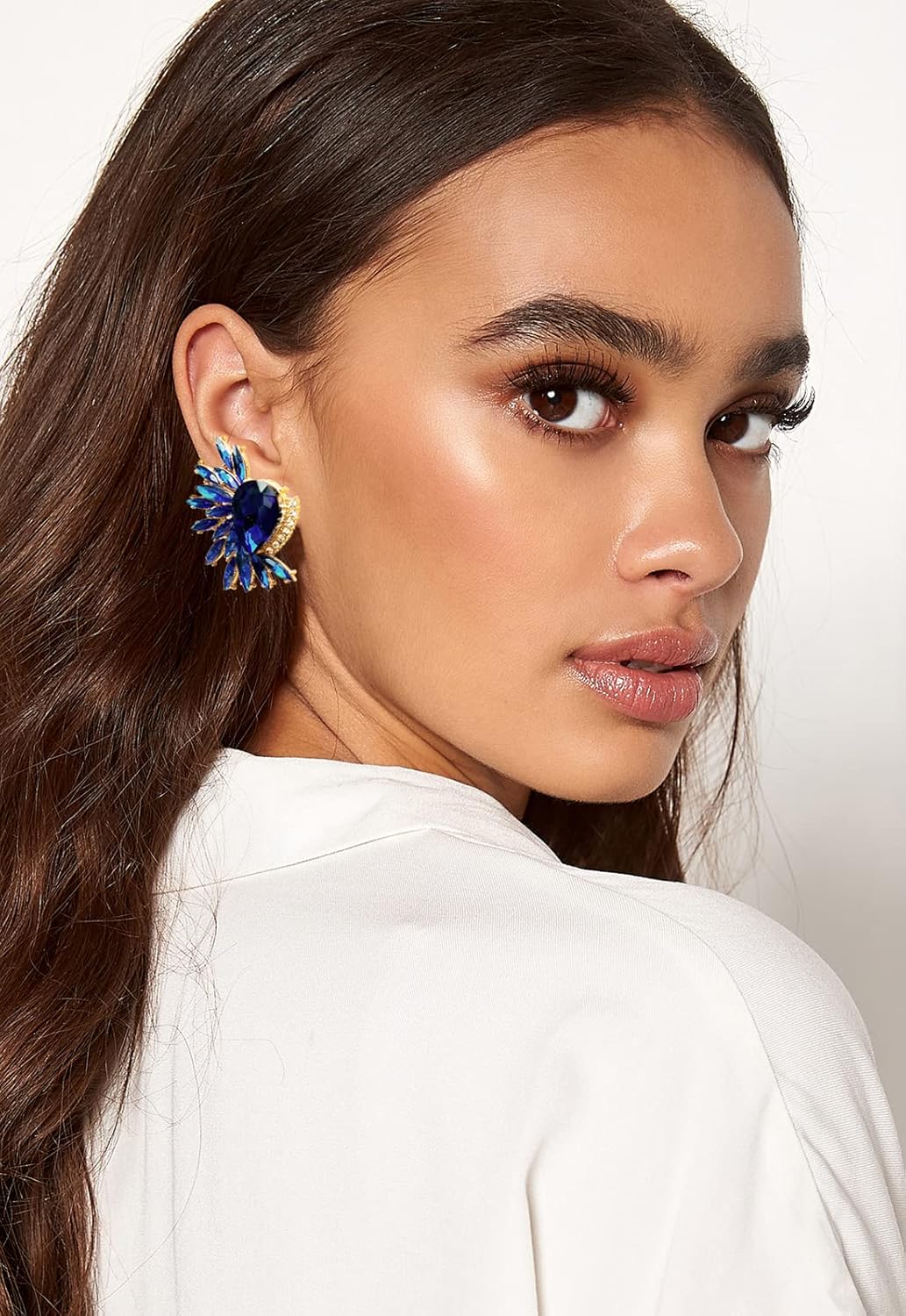 Vintage Rhinestone Statement Earrings Retro Fancy Big Crystal Cluster Drop Dangle Earrings for Women Prom - Image 3