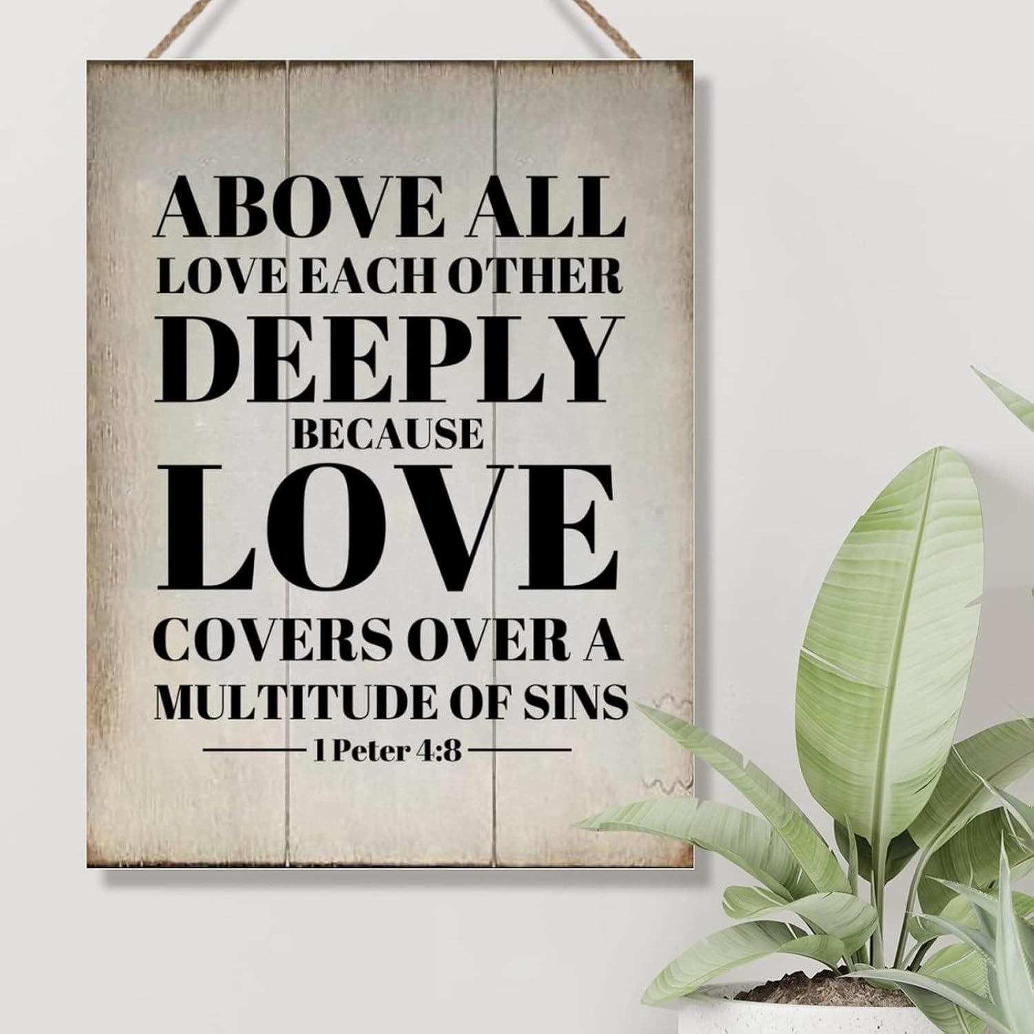 Wall Art Decor Sign Love Covers Over A Multitude of Sins Sign Religious Jesus Motivational Quote Home Decor Signs Rustic Wood Sign for Living Room Bedroom 18x24in