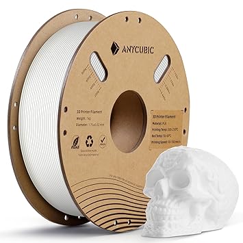 ANYCUBIC 3D Printer PLA Filament 1.75mm, 1kg Spool(2.2 lbs), Dimensional Accuracy +/- 0.05 mm, Fit Most FDM Printer 3D Pen, White, 1 Pack