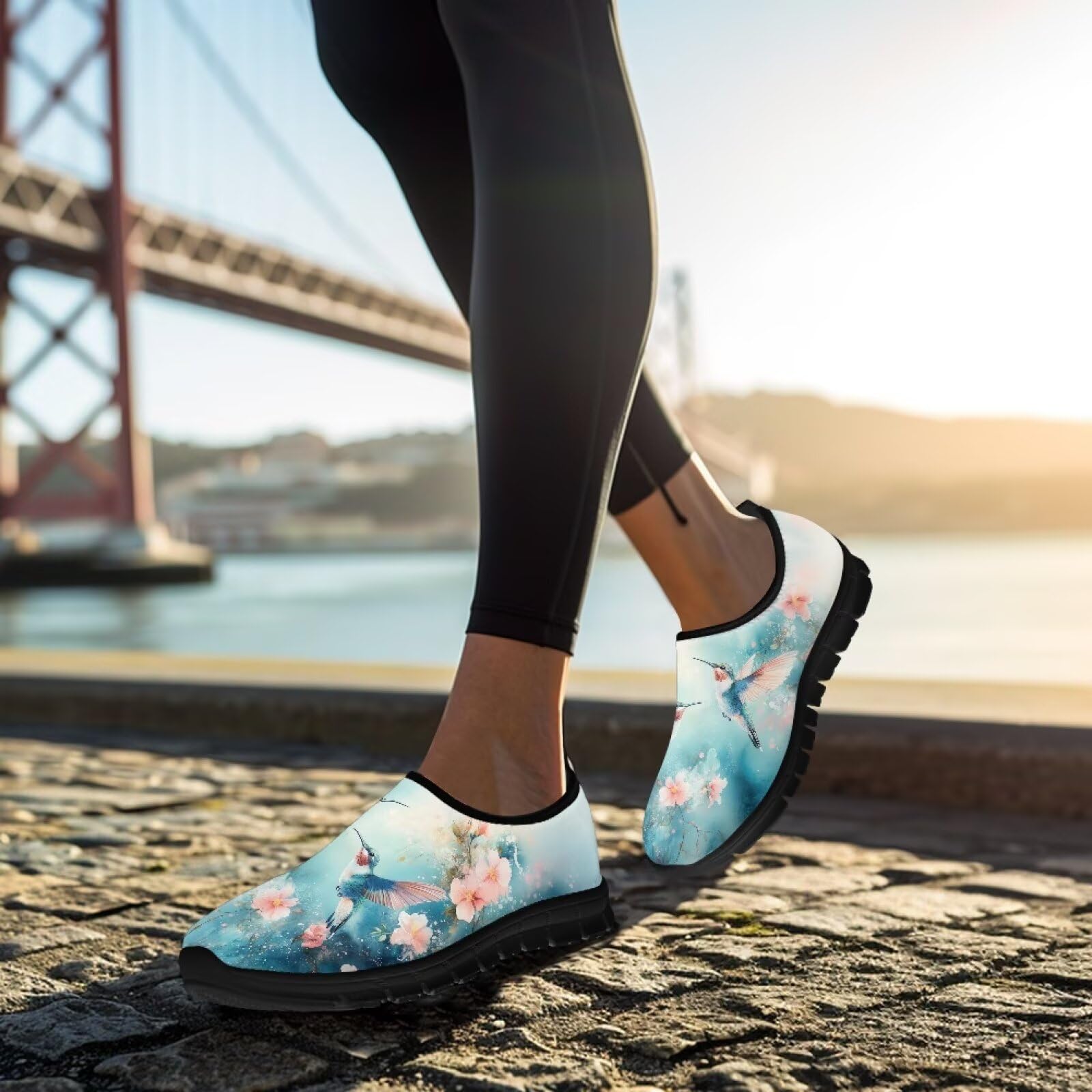 Damskie buty trekkingowe – lekkie buty sportowe – płaskie buty wsuwane