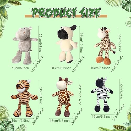 Miniatura 3 de Zhanmai Juego de 12 animales de peluche de safari a granel de animales de la selva, incluye león, tigre, elefante, mono, shar, pei, jirafa, cebra,
