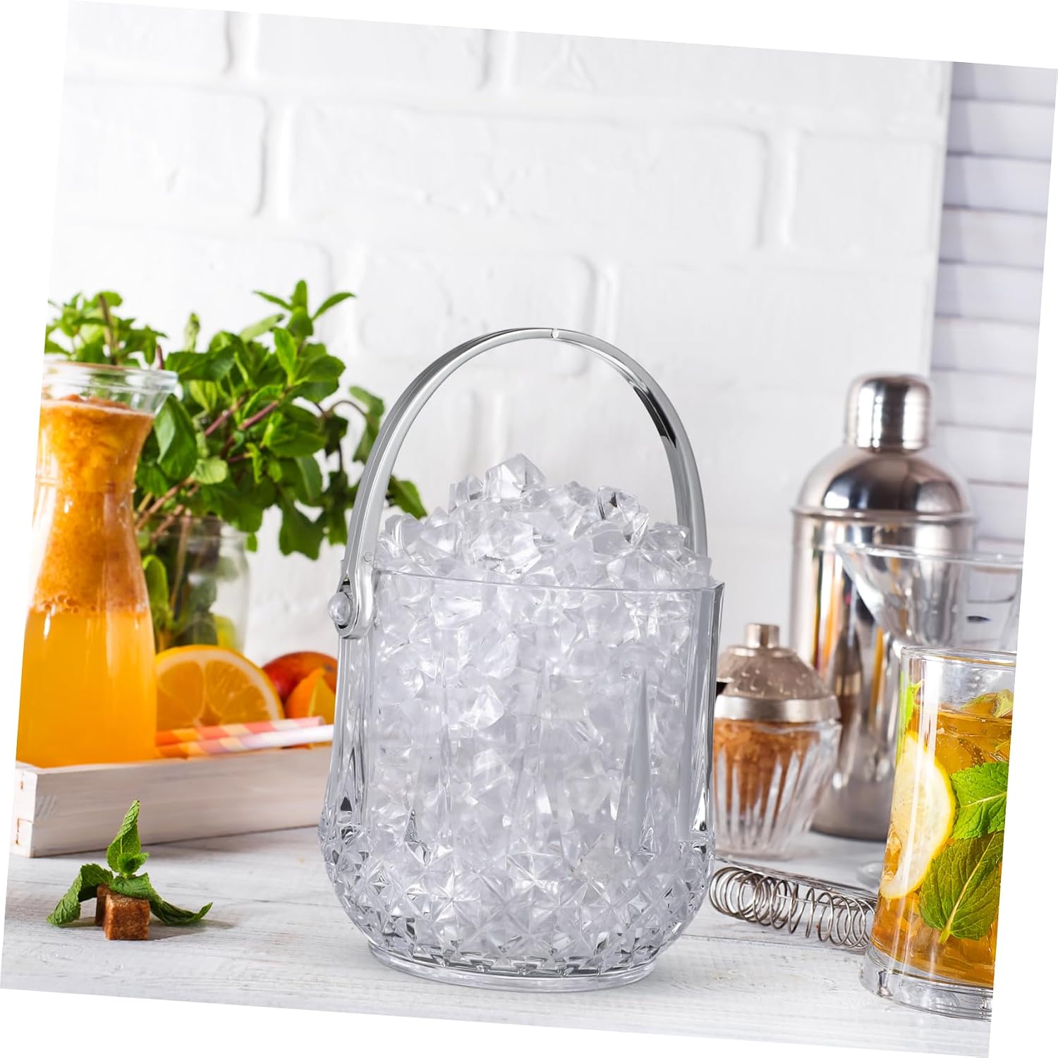 1 Set 2pcs Portable Ice Bucket Wine Ice Bucket Cooler Beer Ice Bucket Storage Barrel Ice Bucket with Lid Ice Bucket for Bar Refrigerator Stand Ice Am Ice Cubes Plastic Whisky