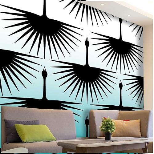 Papel tapiz adhesivo con degradado cian blanco, líneas geométricas abstractas, papel tapiz para dormitorio, extra ancho de 137.8 pulgadas de ancho x