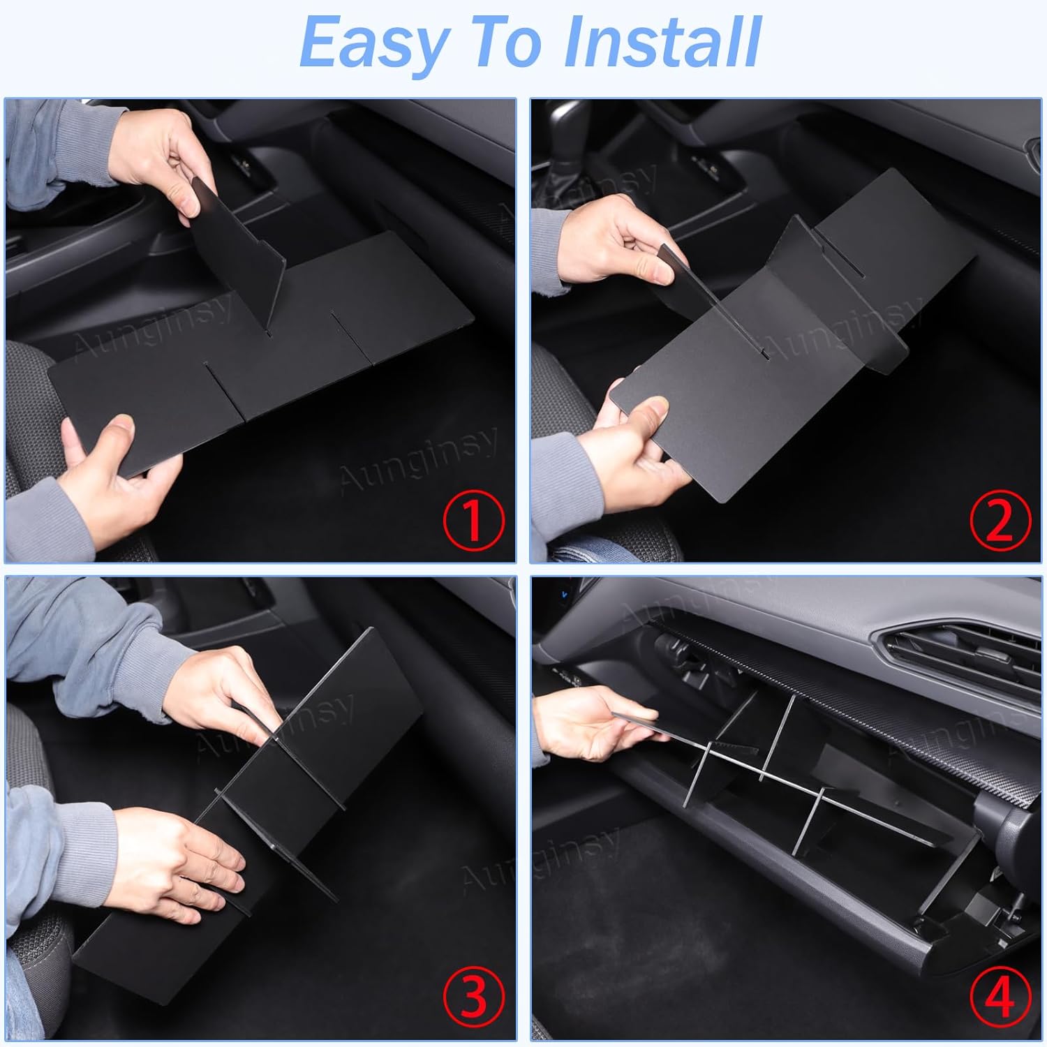 Aunginsy Car Glove Box Organizer Dividers Compatible with Subaru Crosstrek GU 2024 2025 Center Console Glove Divider Insert Storage Box Compartment Organizer Tray Partition ABS Black Accessories