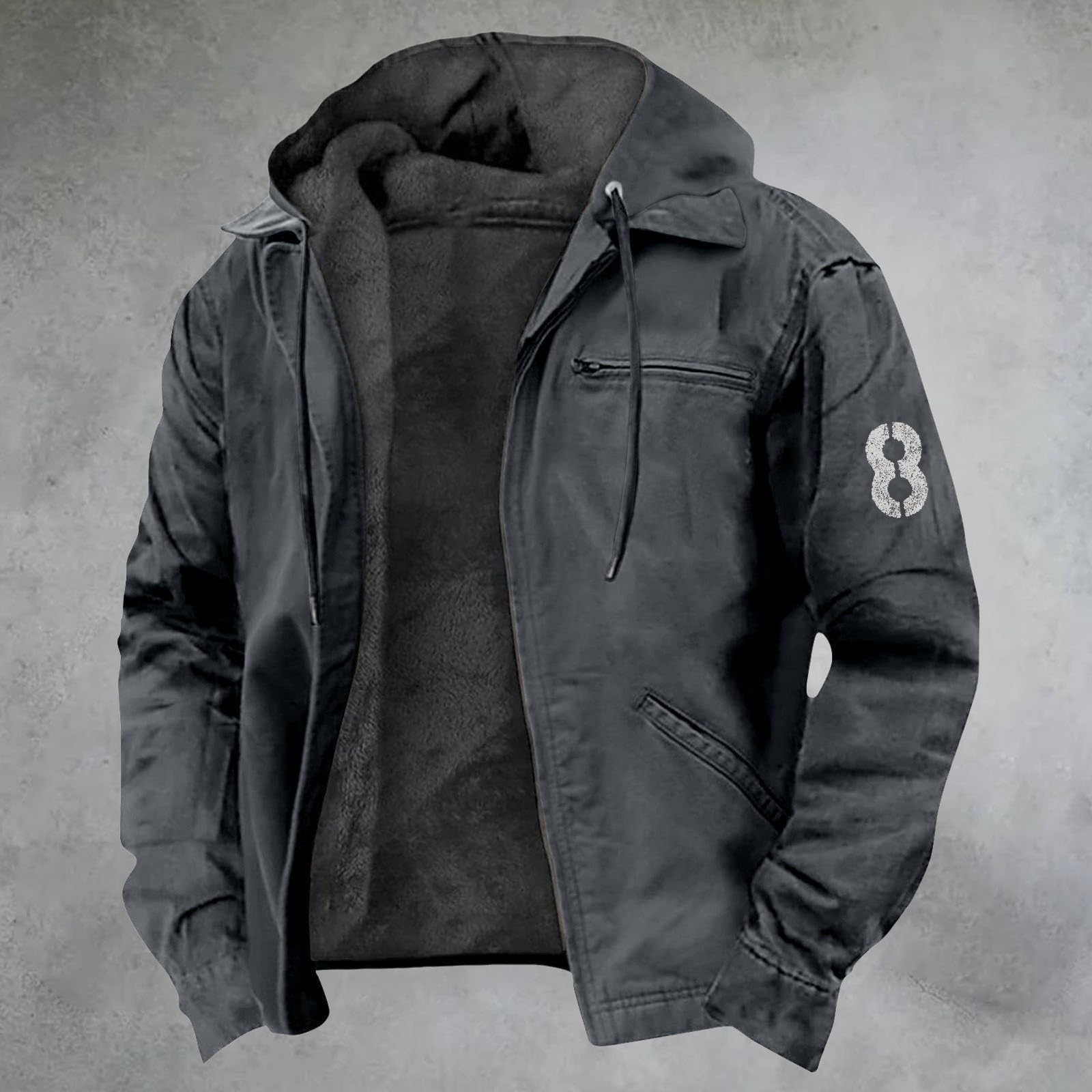 Generisch Winterjacke Herren Bomberjacke, Übergangsjacke Mit Reissverschluss Winterjacken Gefüttert Fleecejacke Warme Pilotenjacke Winter Jacket Men Outdoor Jacken Fliegerjacke Übergröße Thermojacke