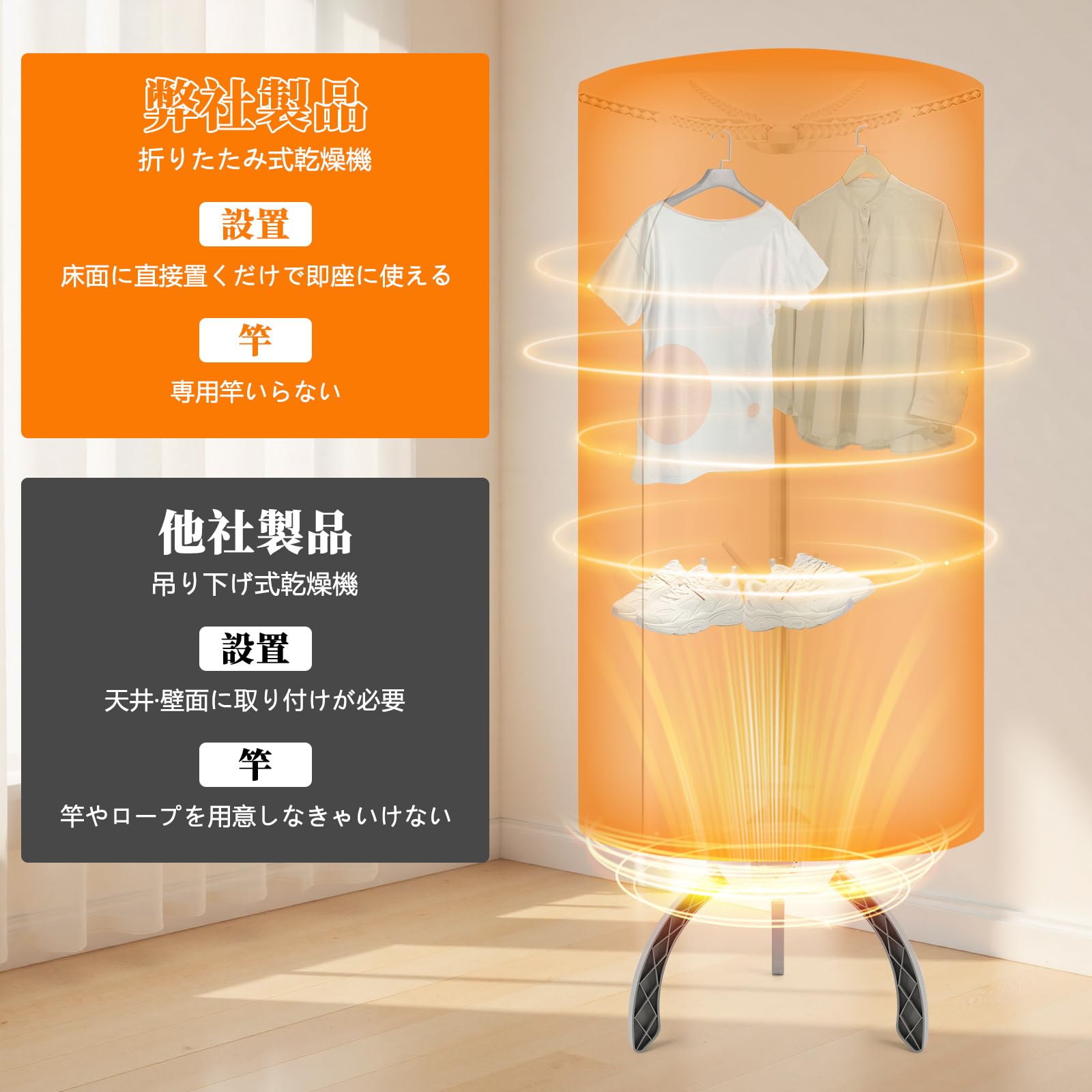 Amazon | 衣類乾燥機 コンパクト折り畳み 二層電気乾燥機 15kg大容量
