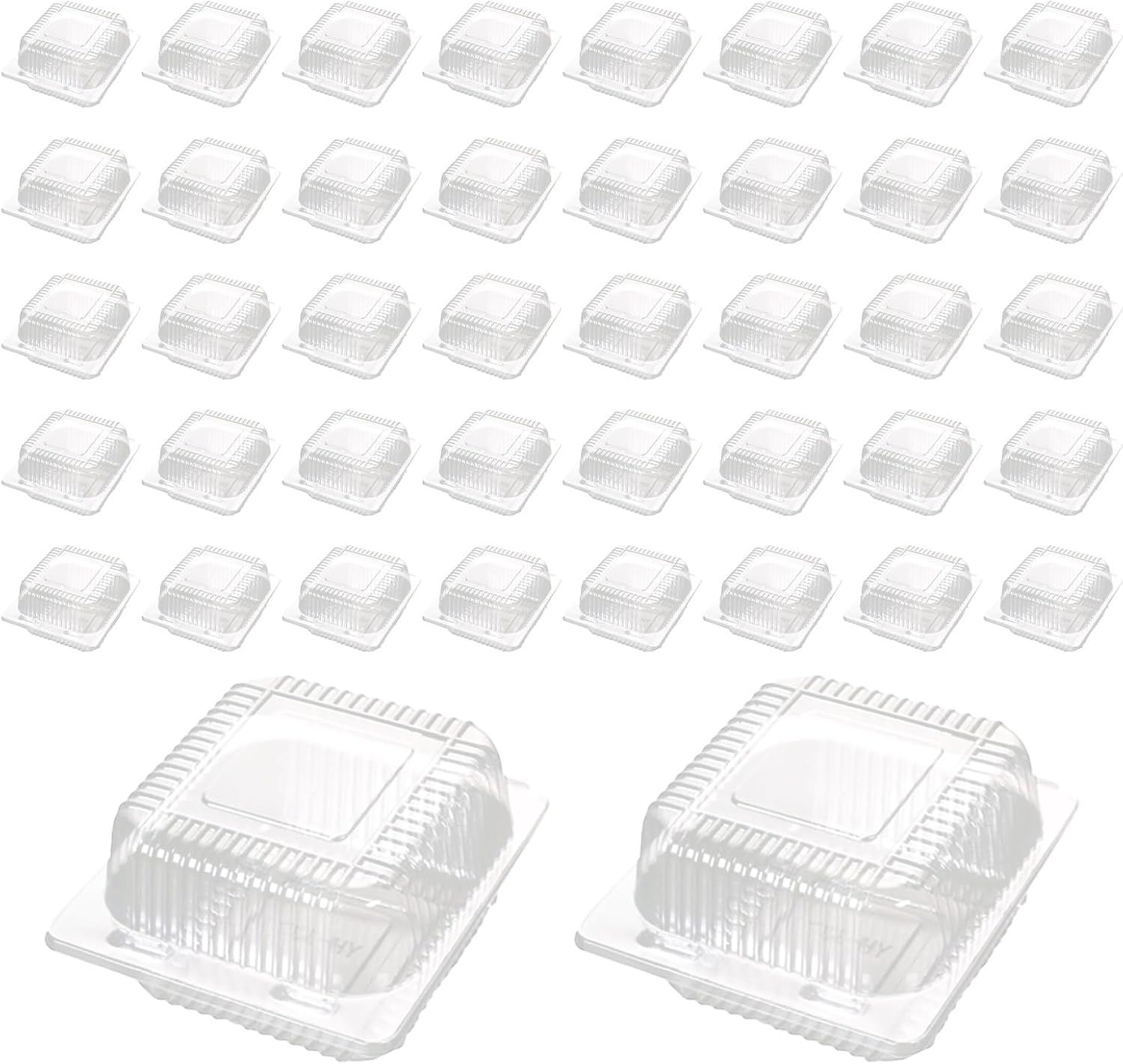 200 Pcs Clear Plastic Take Out Containers, Plastic Food Containers with Lids, Clear Disposable Clamshell Containers Square Hinged Container for Sandwich Dessert Salad (5x4.7x2.8 inch)
