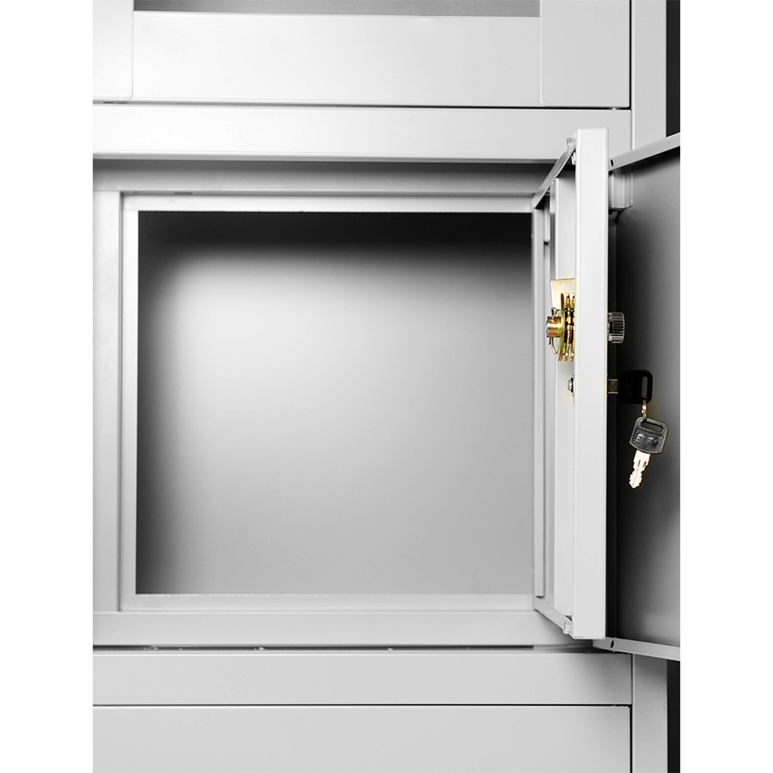 Jan Nowak Armoire de Bureau C018S II Métallique Coffre-Fort Compartiment Secret Portes battantes Tiroirs Revêtement par Poudre Tôle d'acier 185 cm x 90 cm x 40 cm (Gris)