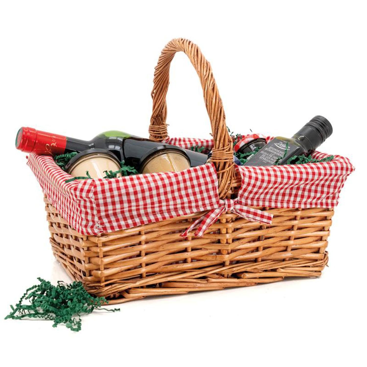 AUBRY GASPARD - Panier en Osier Fendu Teinté 32X23X13-25 cm avec Doublure Vichy 100% Coton - Idéal pour Le Rangement Dans Toutes Les Pièces De La Maison - Couleur Moderne - Taille Compacte