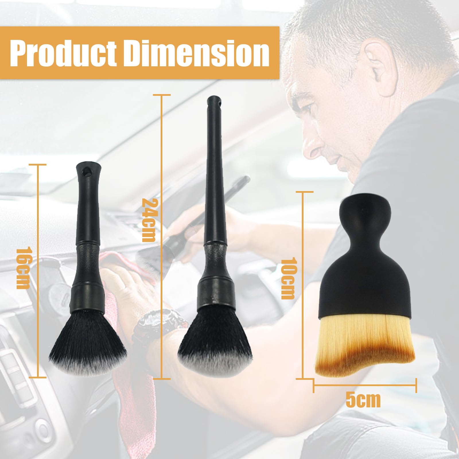 Kit Pulizia Interni Auto - 4 Pennelli Con Setole Morbide Per Cruscotto E Bocchette - Foto 2