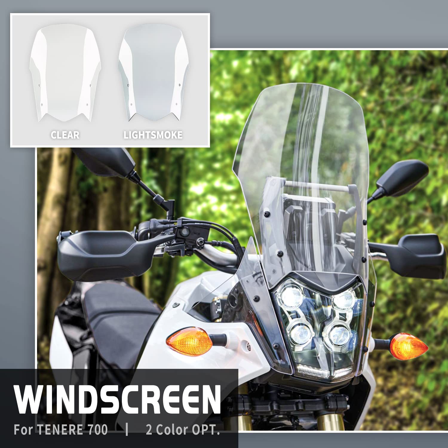 Pare-brise Moto Double Bulle Pour Yamaha Tenere 700 (2019-2023) - Gris Fumé, PC Résistant, Protection Vent Optimale