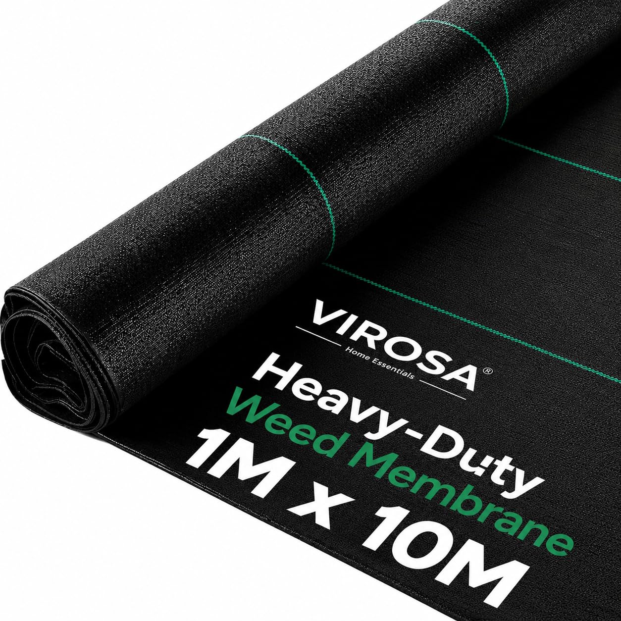 VIROSA Weed Membrane 1m x 10m, Heavy Duty 110GSM Weed Control Fabric | UV Stabilised Breathable Weed Barrier, Ground Cover Membrane for Garden Borders, Flower Beds, Paths, Patios & Gravel