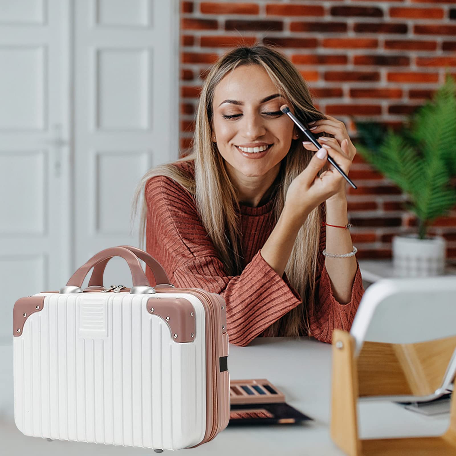 Balakaka Beauty Case da Viaggio Rigido 11L, Trucchi Borsa per Cosmetici Donna Impermeabile Borsa In ABS con Manico, Chiusura a Cerniera, Borsa da Toilette da Viaggio Custodia Cosmetica Donna