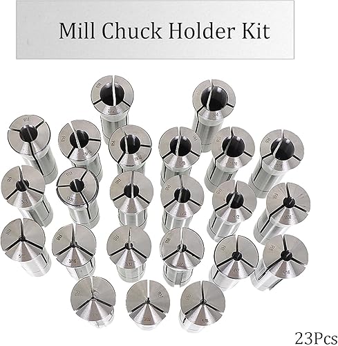 Miniatura 4 de findmall Juego de 23 pinzas R8 de 116 de pulgada - 34 de pulgada, soporte de portabrocas de acero para fresadora