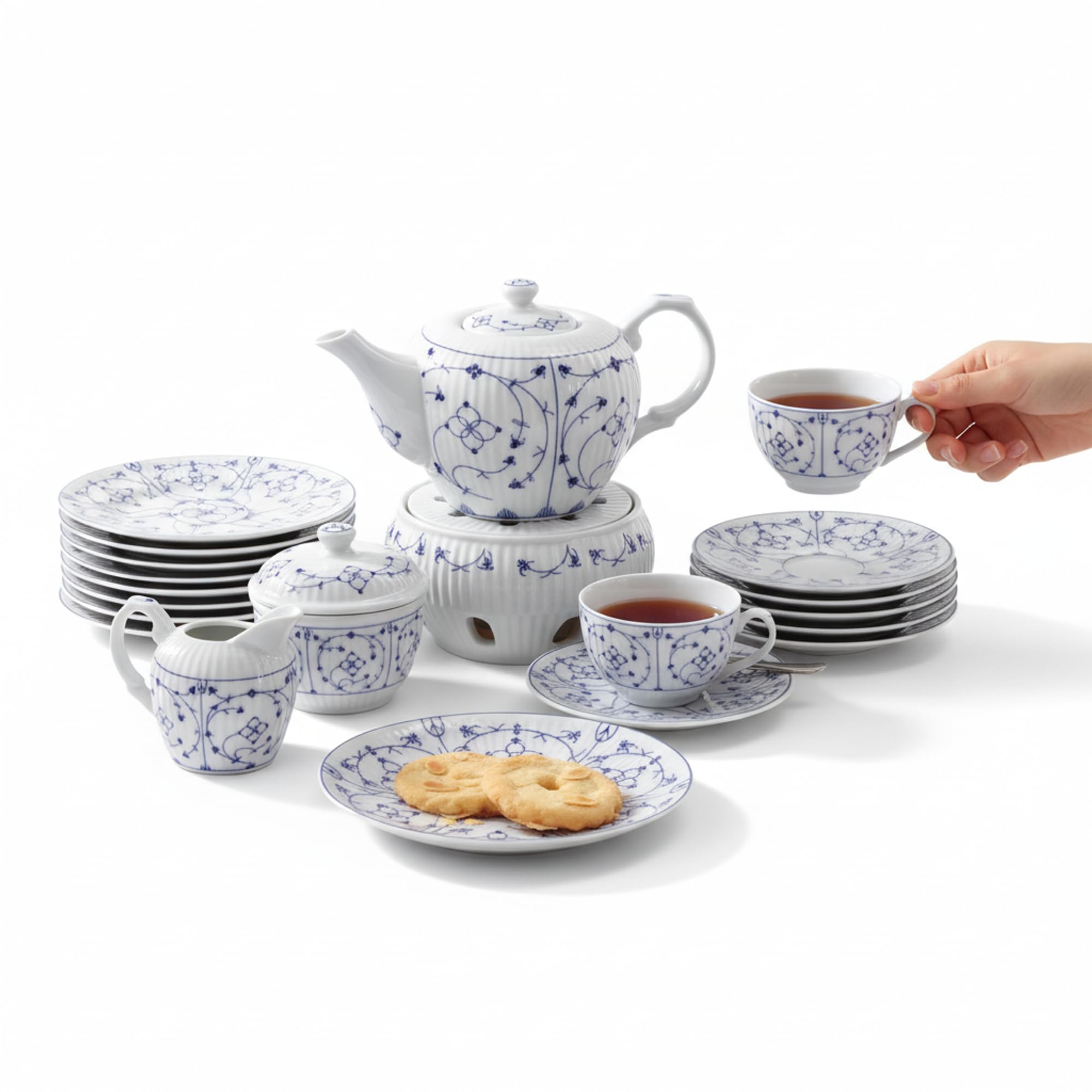 Tea Set Indian Blue 22 Pieces : Amazon.ie: Home & Kitchen