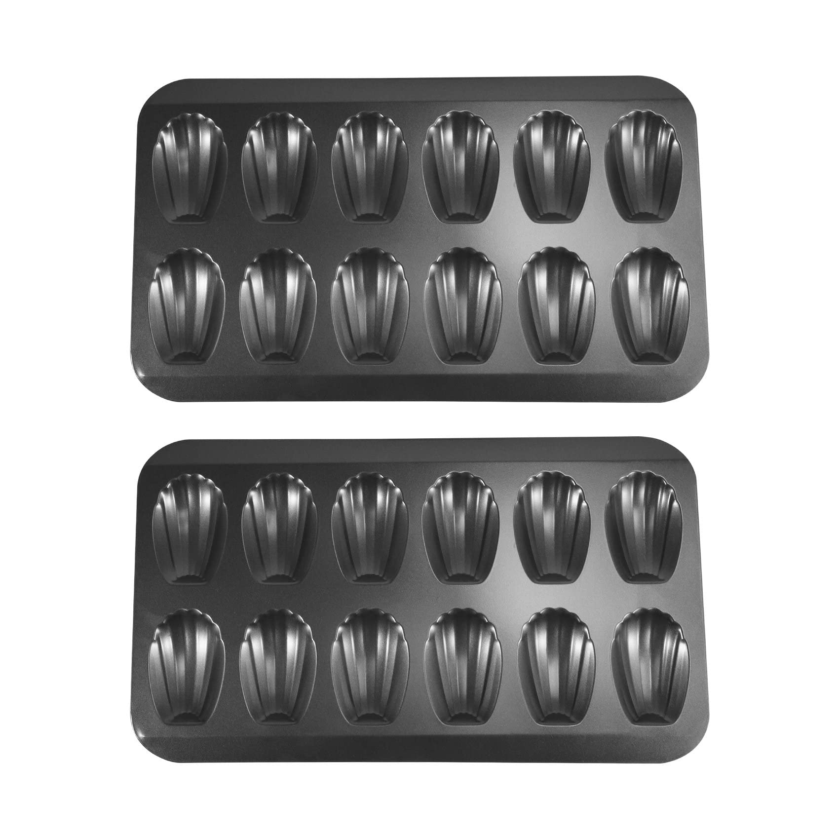 Jkjhbhged 2 Packs Non-Stick Madeleine Pot, Baking Mold 12 with Cake Baking Tray Chocolate Non-Stick Baking Tray, Used for Oven Baking Black