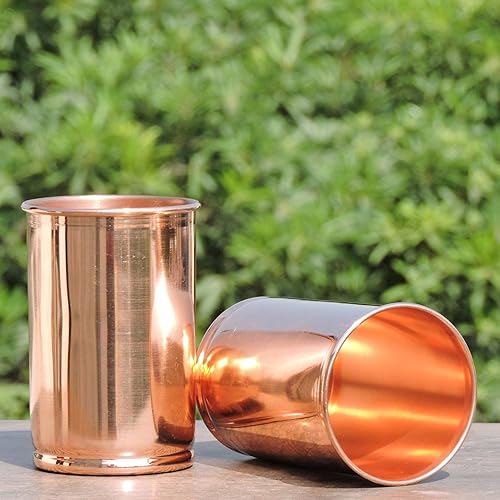 Miniatura 6 de ANCIENT IMPEX Pure Copper - Juego de 2 vasos de cobre para servir agua (99.74 por ciento), capacidad de 11.8 fl oz (11.8 onzas líquidas)