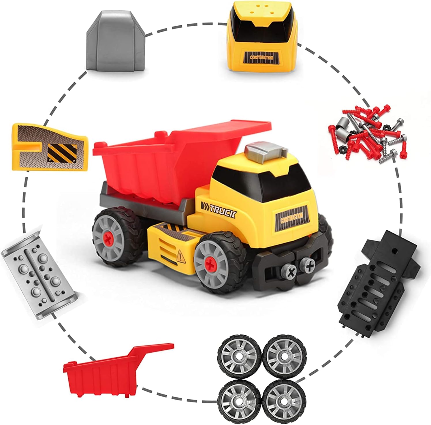 7 in 1 Take Apart Truck Construction Set - STEM Learning Toy w/ Electric Drill, DIY Engineering Building PlaySet w/ Lights, Sounds, Push & Go Educational Builder Set for Kids, Boys & Girls, Ages 4+ : Toys & Games